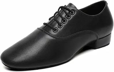Men's Ballroom Dance Shoes, Black, Leather Sole